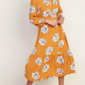 🎄Old Navy • Empire Waist Floral Midi Dress• L